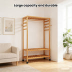 Bamboo Floor Clothes Rack on Wheels 160x80x32cm