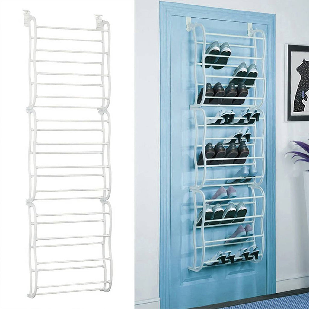 Over Door 12 Tier Shoe Rack White 181cm Tall