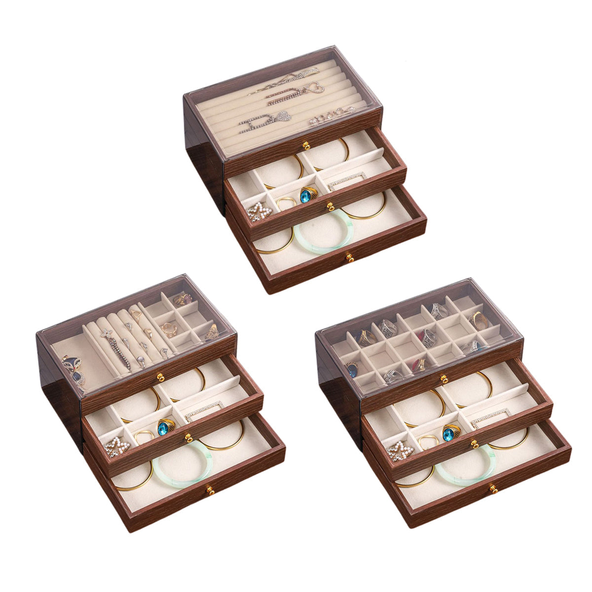 Wooden Jewellery Box Three Layouts Organiser | StorageOZ
