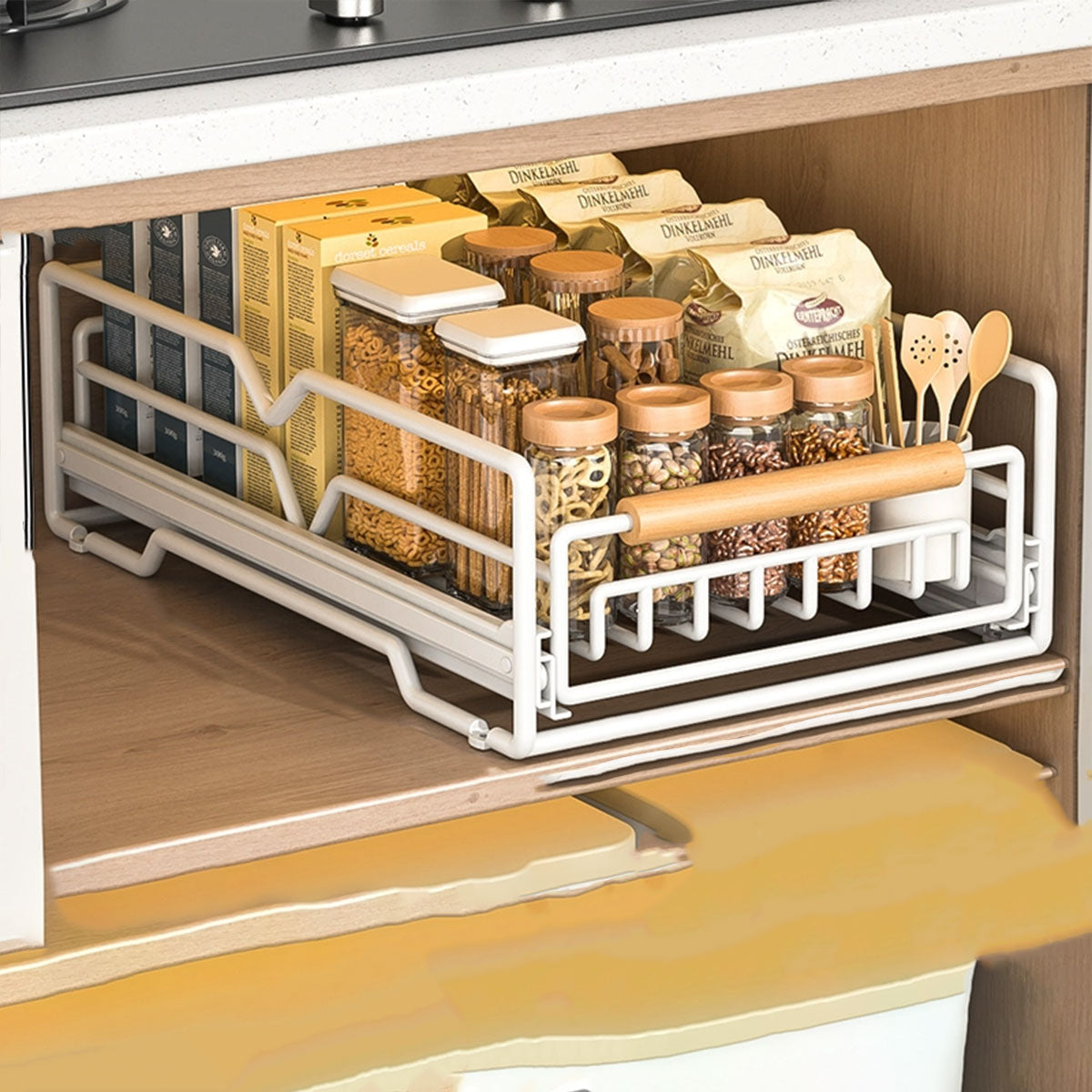 Pull Out Kitchen Cabinet Rack Two Colours | StorageOZ