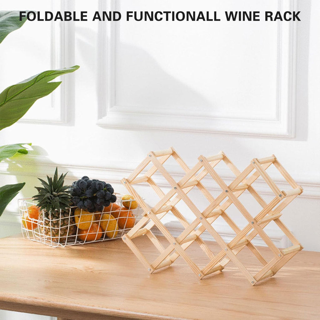 Foldable Pine Wine Rack 5 or 10 Bottles Set | StorageOZ