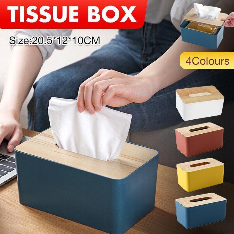 PP Wood Tissue Box Cover in Four Colours | StorageOZ