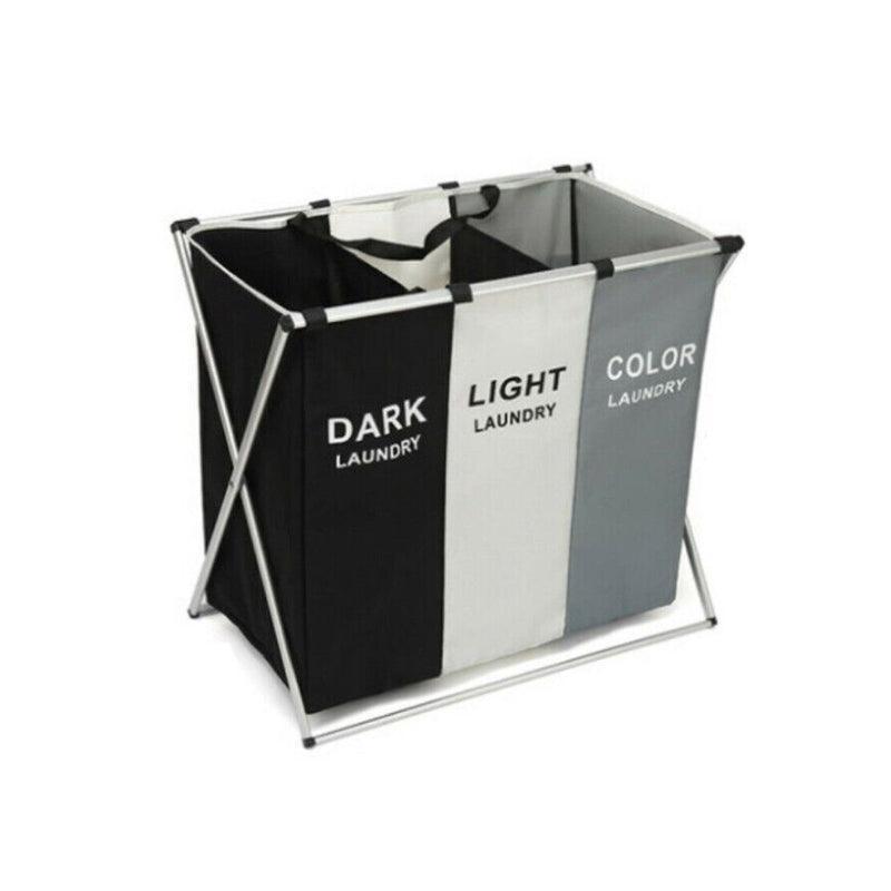 3 Compartment Foldable Laundry Basket Hamper | StorageOZ