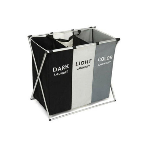 3 Compartment Foldable Laundry Basket Hamper | StorageOZ