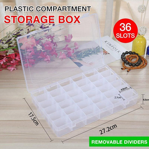 36 Slot Clear Compartment Storage Box Case | StorageOZ