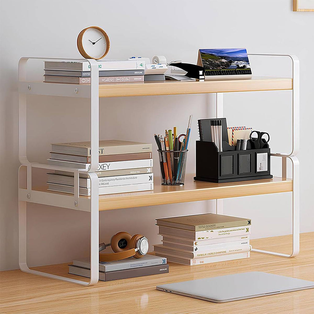 Desktop 2 Tier Storage Shelf Black or White 50cm
