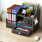 Wooden Desktop File Rack Two Finishes Set | StorageOZ
