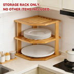 Bamboo 3 Tier Corner Kitchen Shelf Organiser | StorageOZ