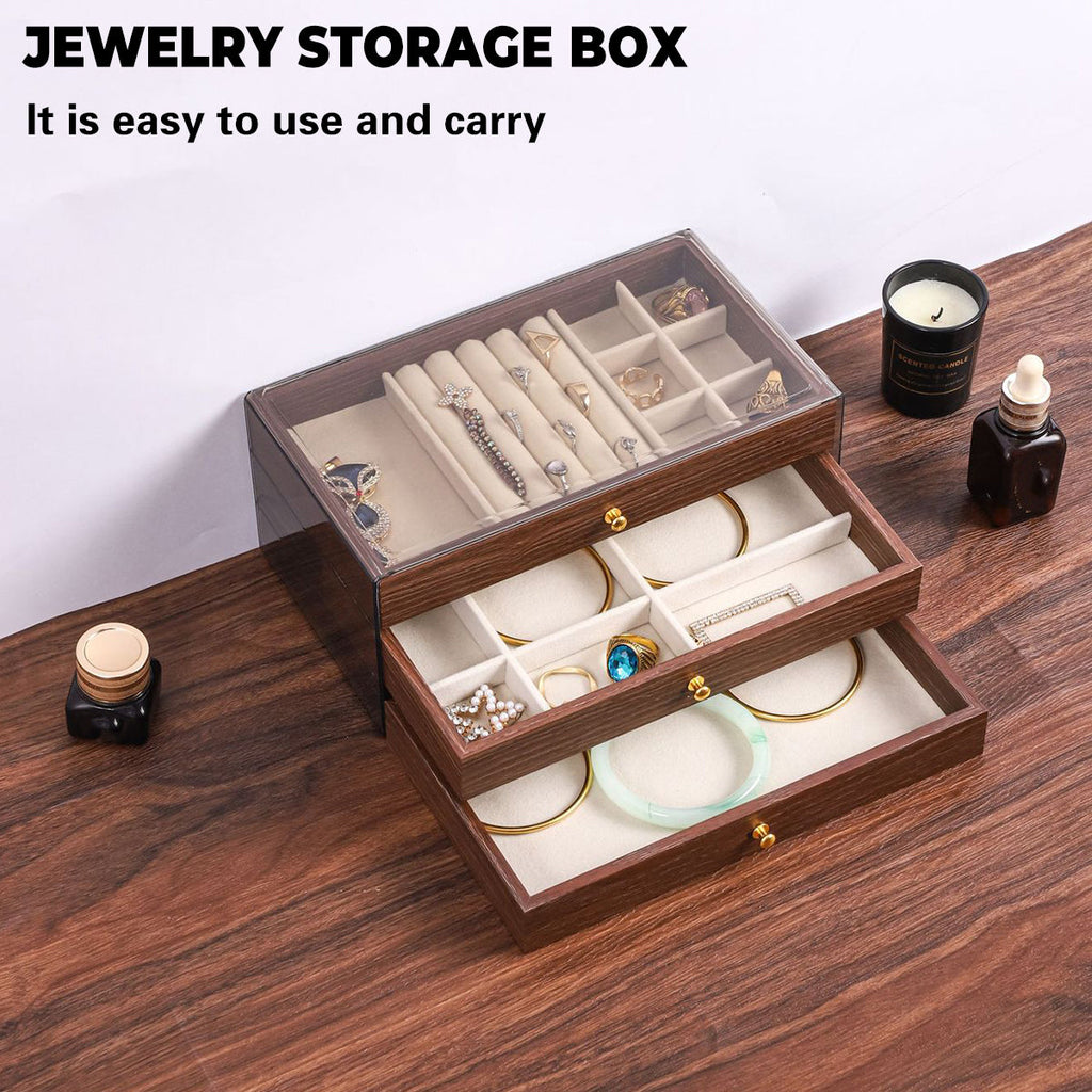 Wooden Jewellery Box Three Layouts Organiser | StorageOZ
