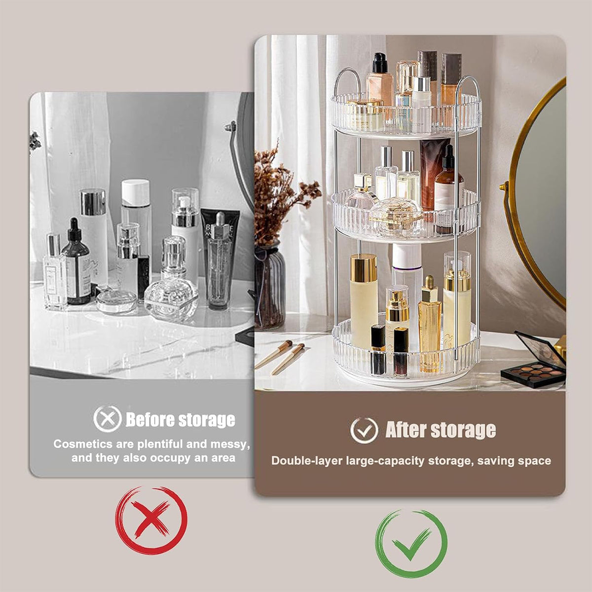 3 Tier Rotating Clear Rack Two Colours Set | StorageOZ