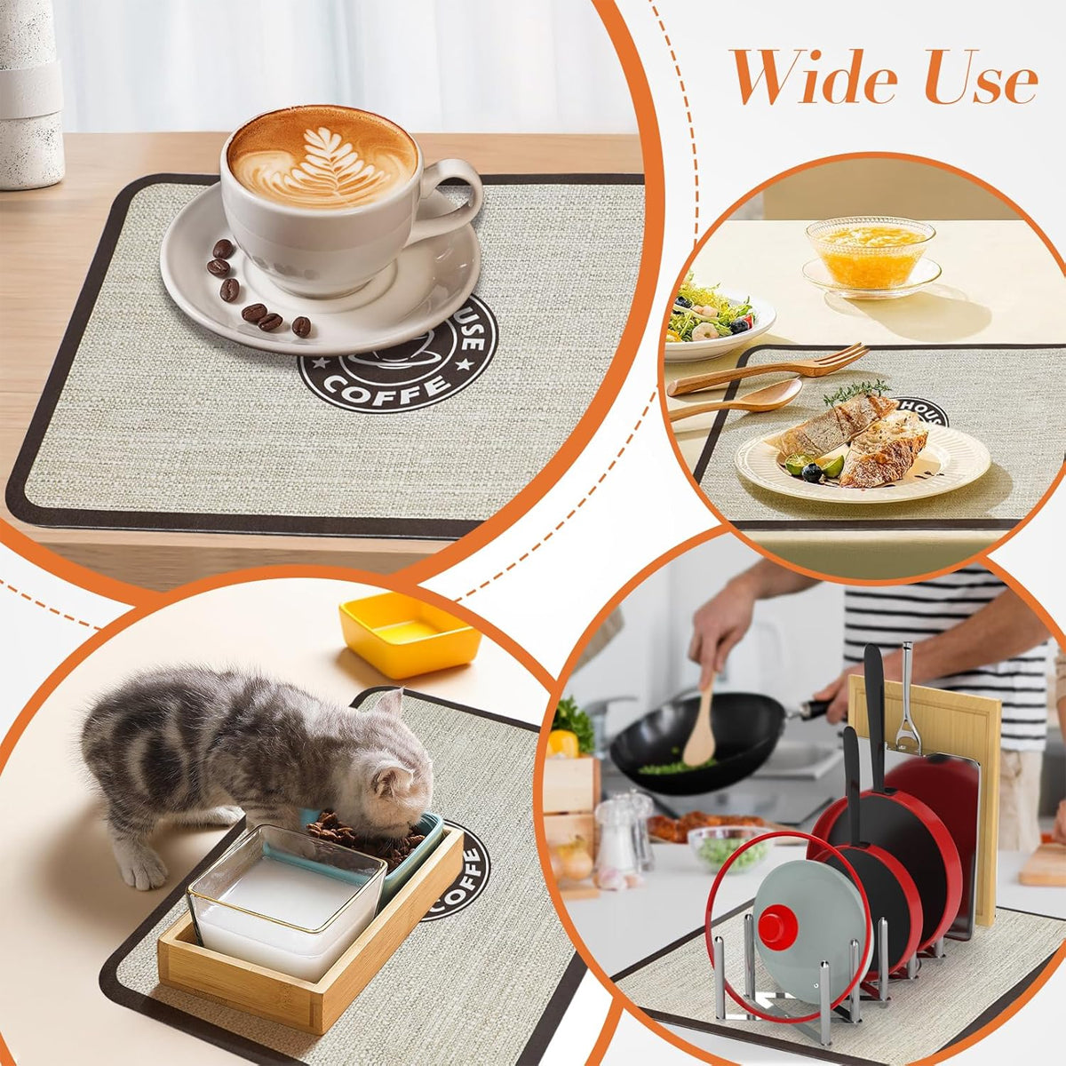 Absorbent Coffee Bar Mat Two Prints Rack | StorageOZ