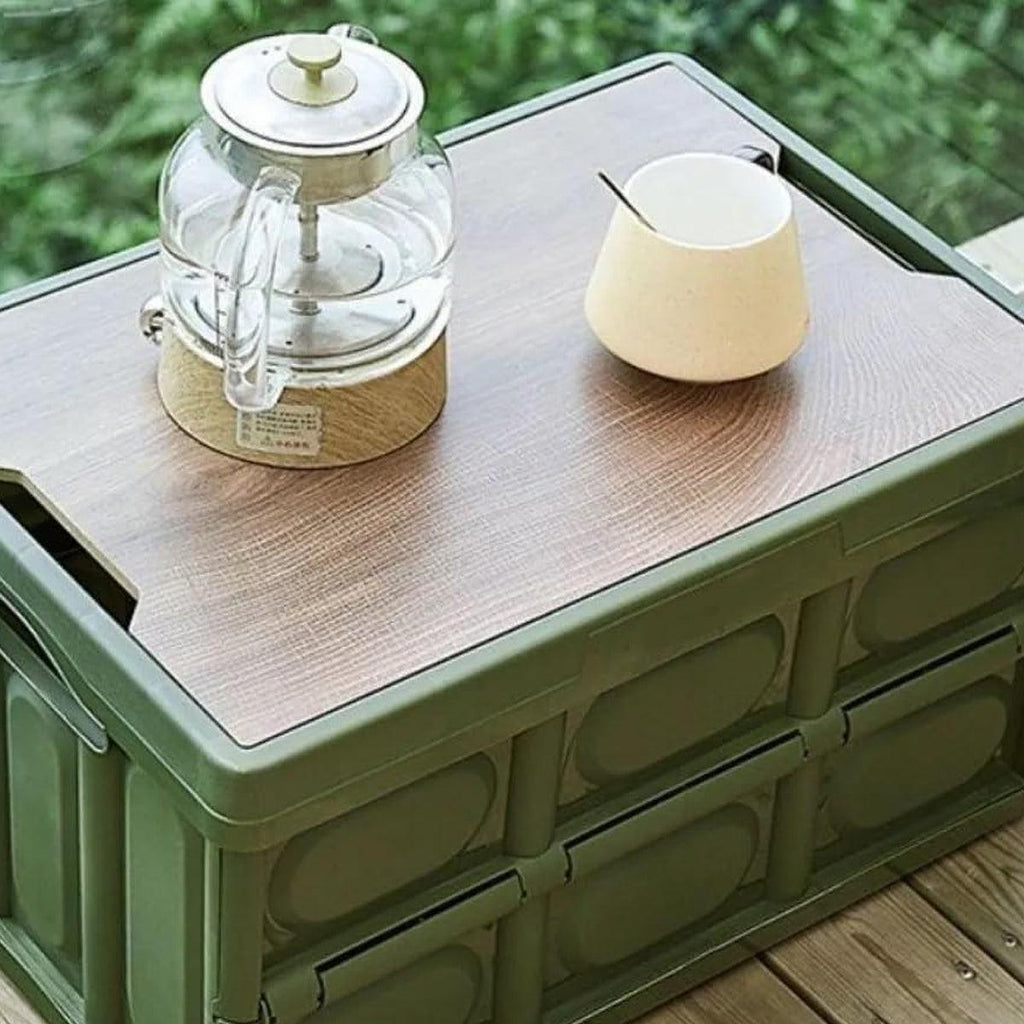 30L Folding Storage Box with Wooden Lid Set | StorageOZ