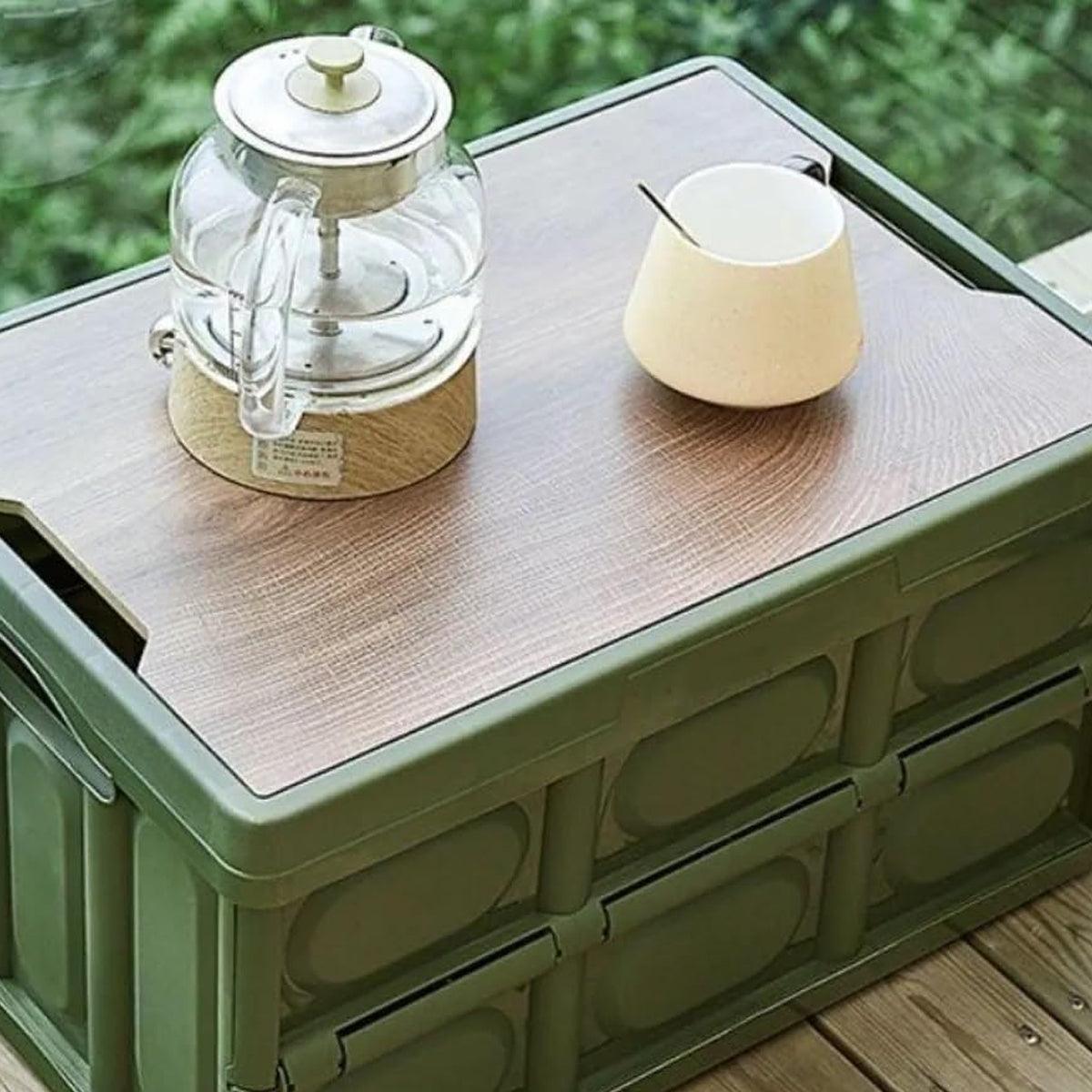 30L Folding Storage Box with Wooden Lid Set | StorageOZ