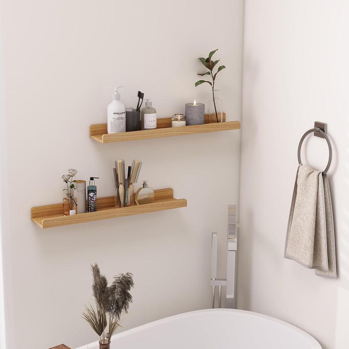 Wooden Floating Wall Shelf Two Finishes Set | StorageOZ