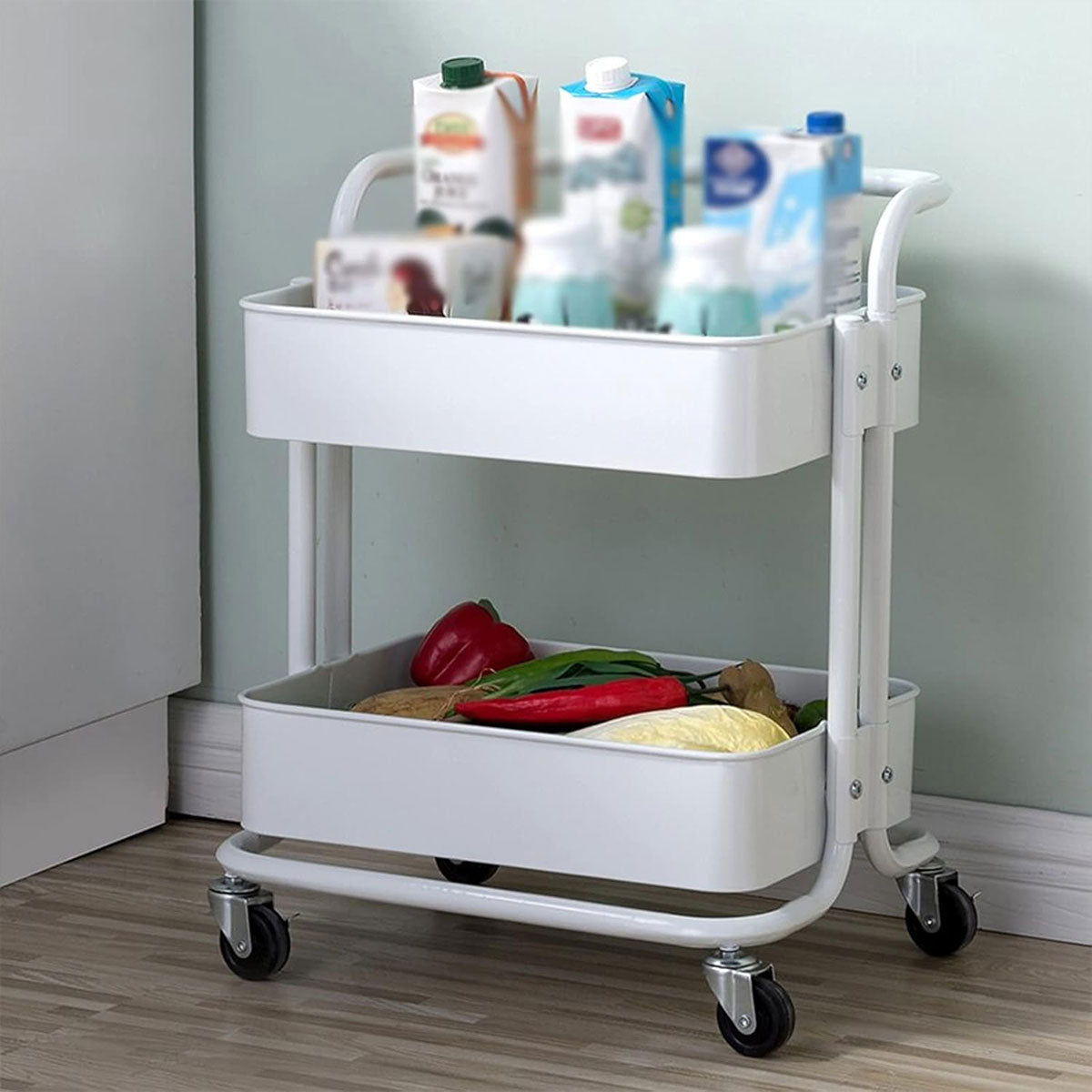 2 Tier Trolley Storage Rack Two Colours Set | StorageOZ