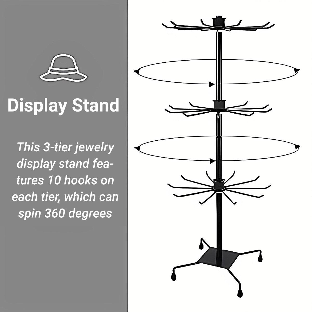 3-Tier Rotating Sock Rack Accessories Hanging Display Stand Organizer for Storage