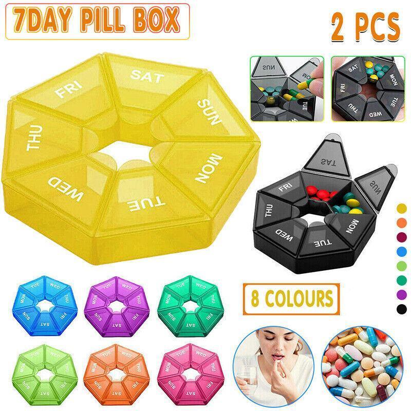 2 Pcs 7 Grid Pill Storage Boxes Eight Colours | StorageOZ