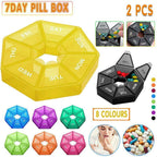 2 Pcs 7 Grid Pill Storage Boxes Eight Colours | StorageOZ