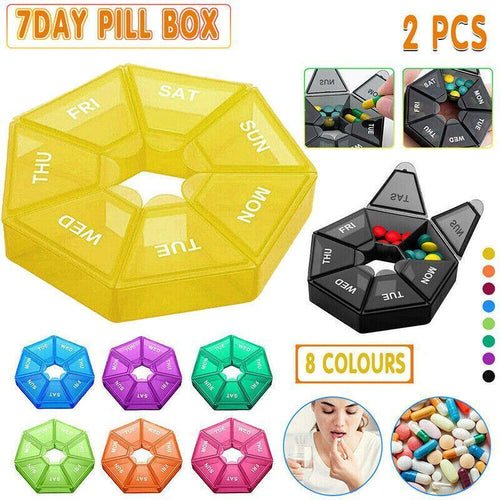 2 Pcs 7 Grid Pill Storage Boxes Eight Colours | StorageOZ