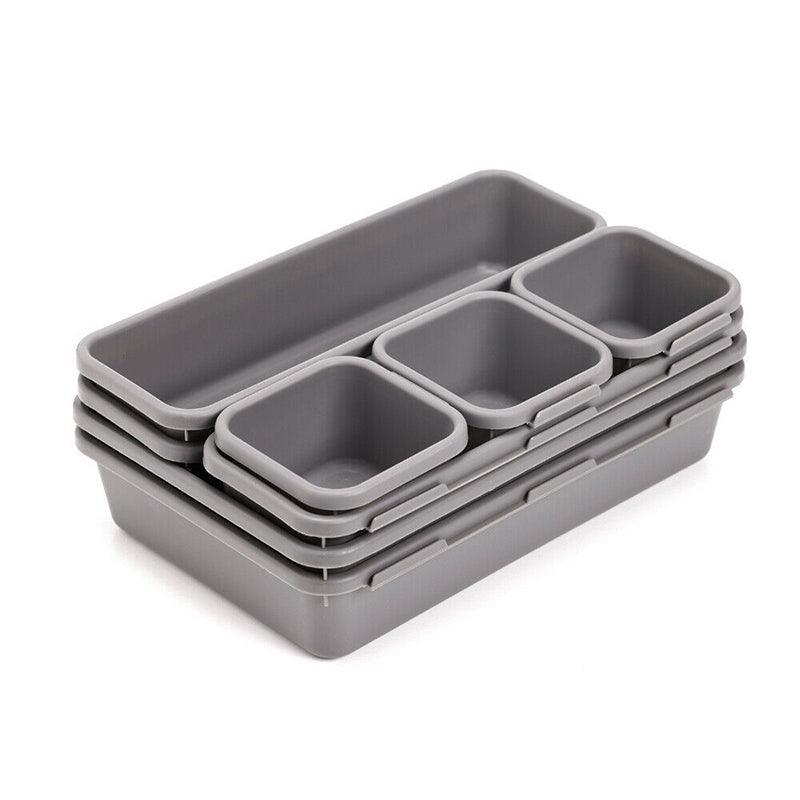 8 Pcs Drawer Desk Storage Trays Two Greys | StorageOZ