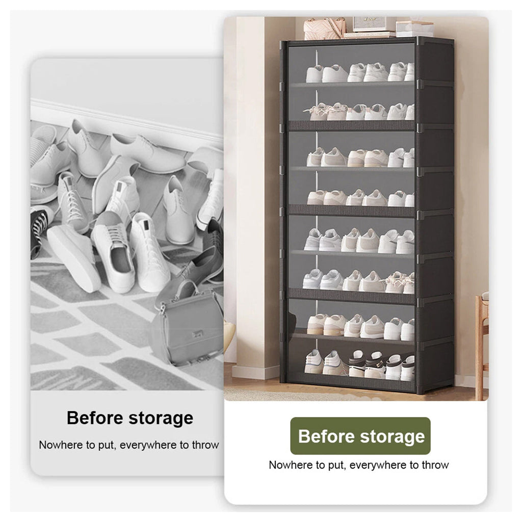 8 Tier Shoe Cabinet Two Depths Organiser | StorageOZ
