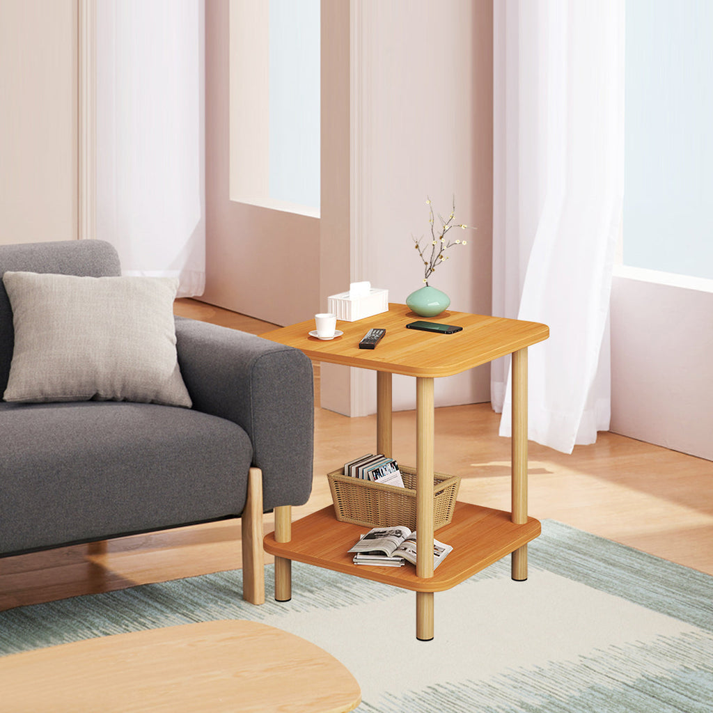 2 Tier Wooden Bedside Open Storage Shelf | StorageOZ