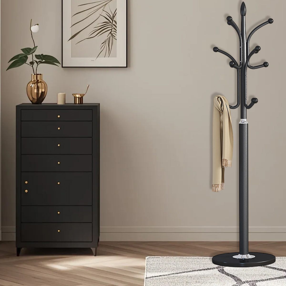 Black Floor Standing Bedroom Coat Rack Set | StorageOZ