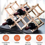 Foldable Pine Wine Rack 5 or 10 Bottles Set | StorageOZ