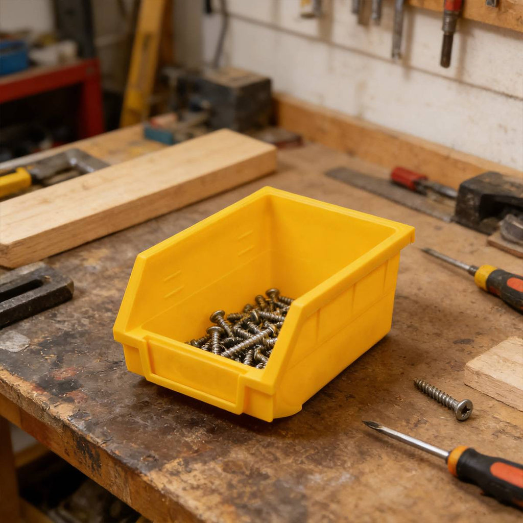 5 Pcs Yellow Hopper Parts Bins Set Organiser | StorageOZ