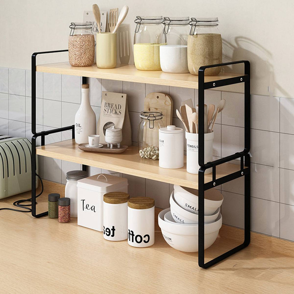 Desktop 2 Tier Storage Shelf Black or White 50cm
