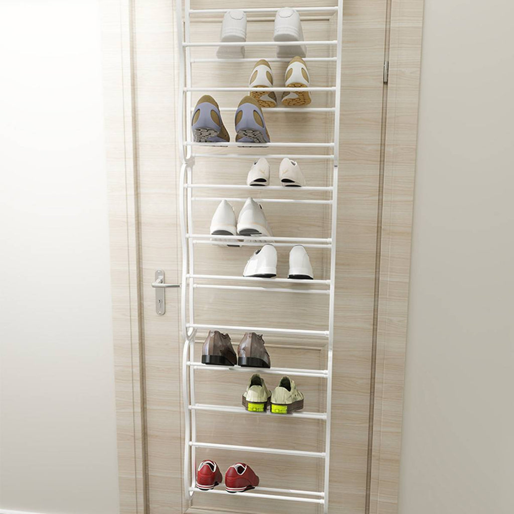 Over Door 12 Tier Shoe Rack White 181cm Tall