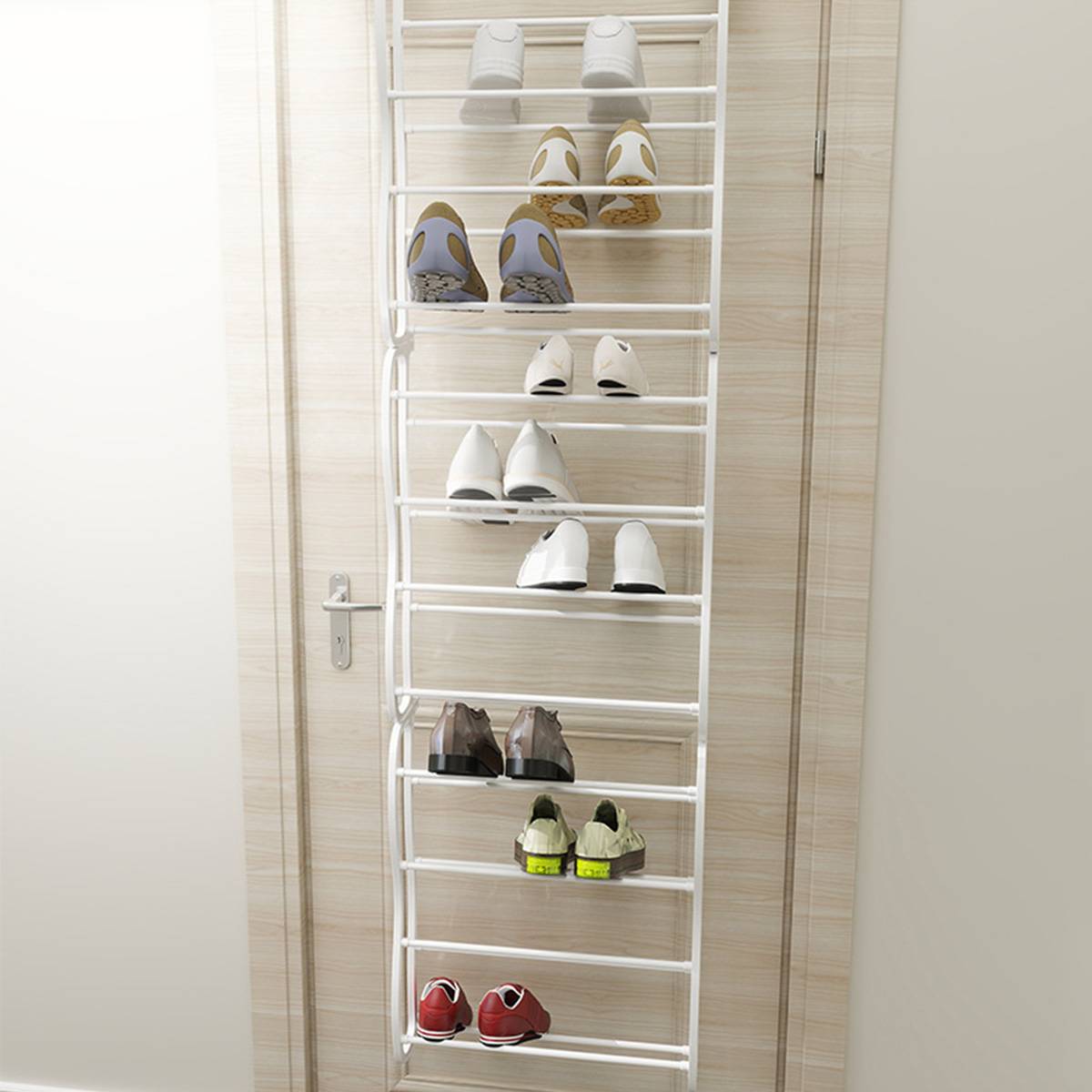 Over Door 12 Tier Shoe Rack White 181cm Tall