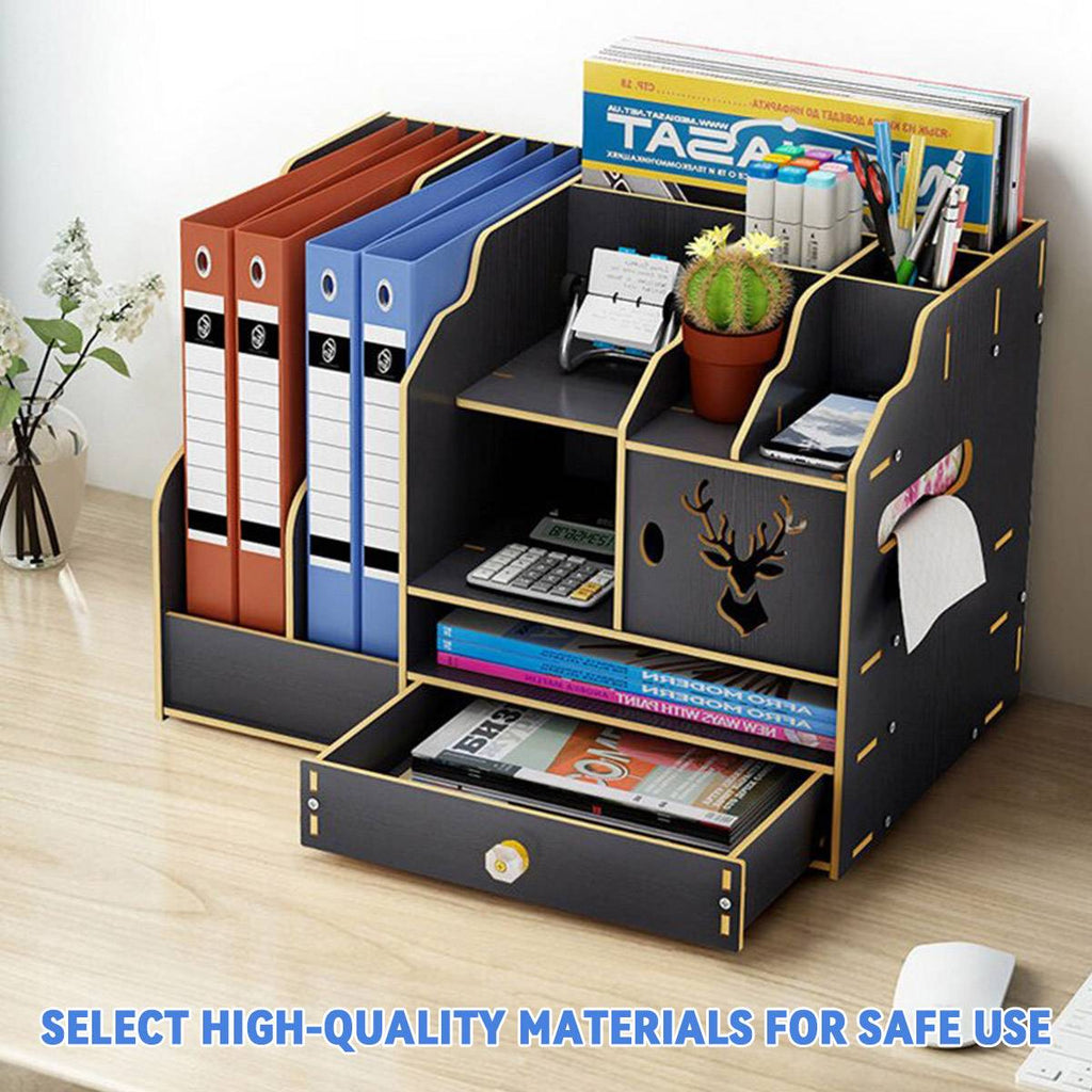 Wooden Desktop File Rack Two Finishes Set | StorageOZ