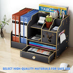 Wooden Desktop File Rack Two Finishes Set | StorageOZ