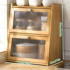 Bamboo Kitchen Storage Rack 3 Tier Acrylic Doors Spice 40 x 28 x 50cm