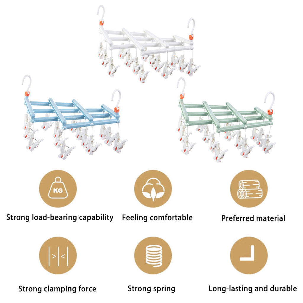 14 Clip Folding Drying Rack in Three Colours | StorageOZ
