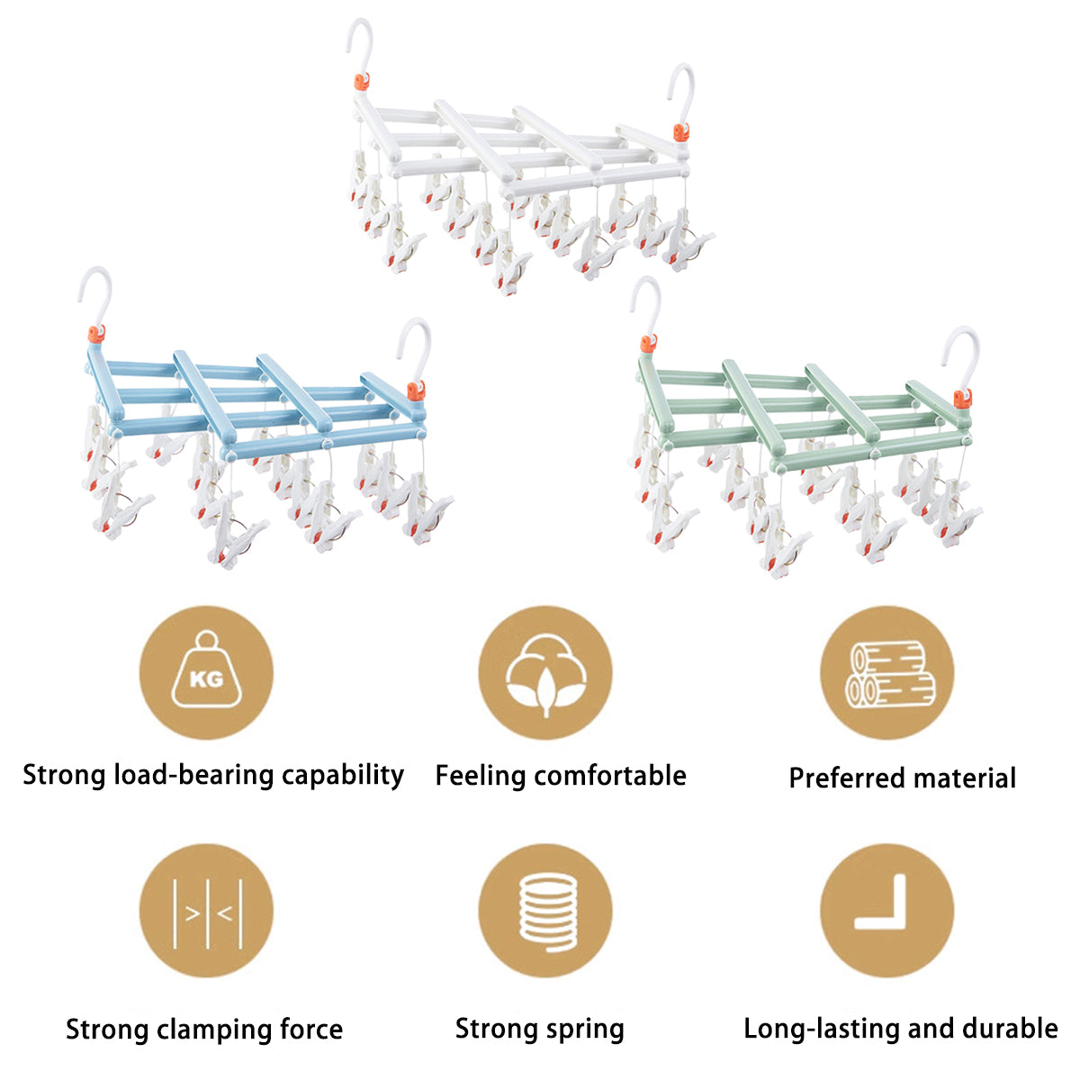 14 Clip Folding Drying Rack in Three Colours | StorageOZ
