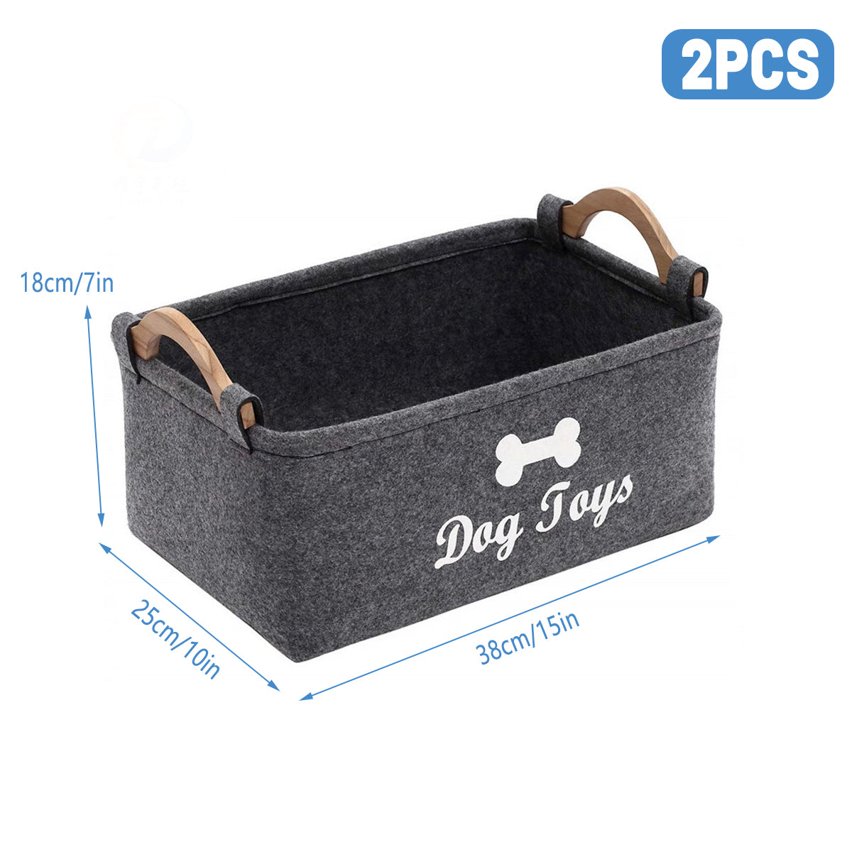 2 Pcs Felt Storage Baskets with Wood Handles | StorageOZ