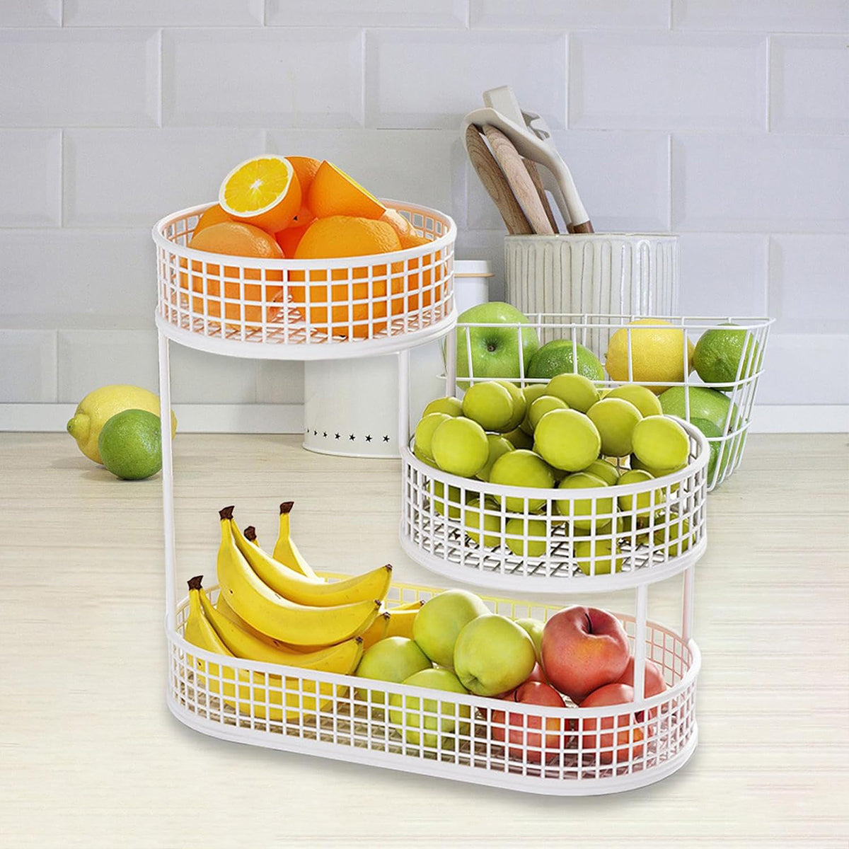 3 Tier Metal Fruit Basket in Three Colours | StorageOZ