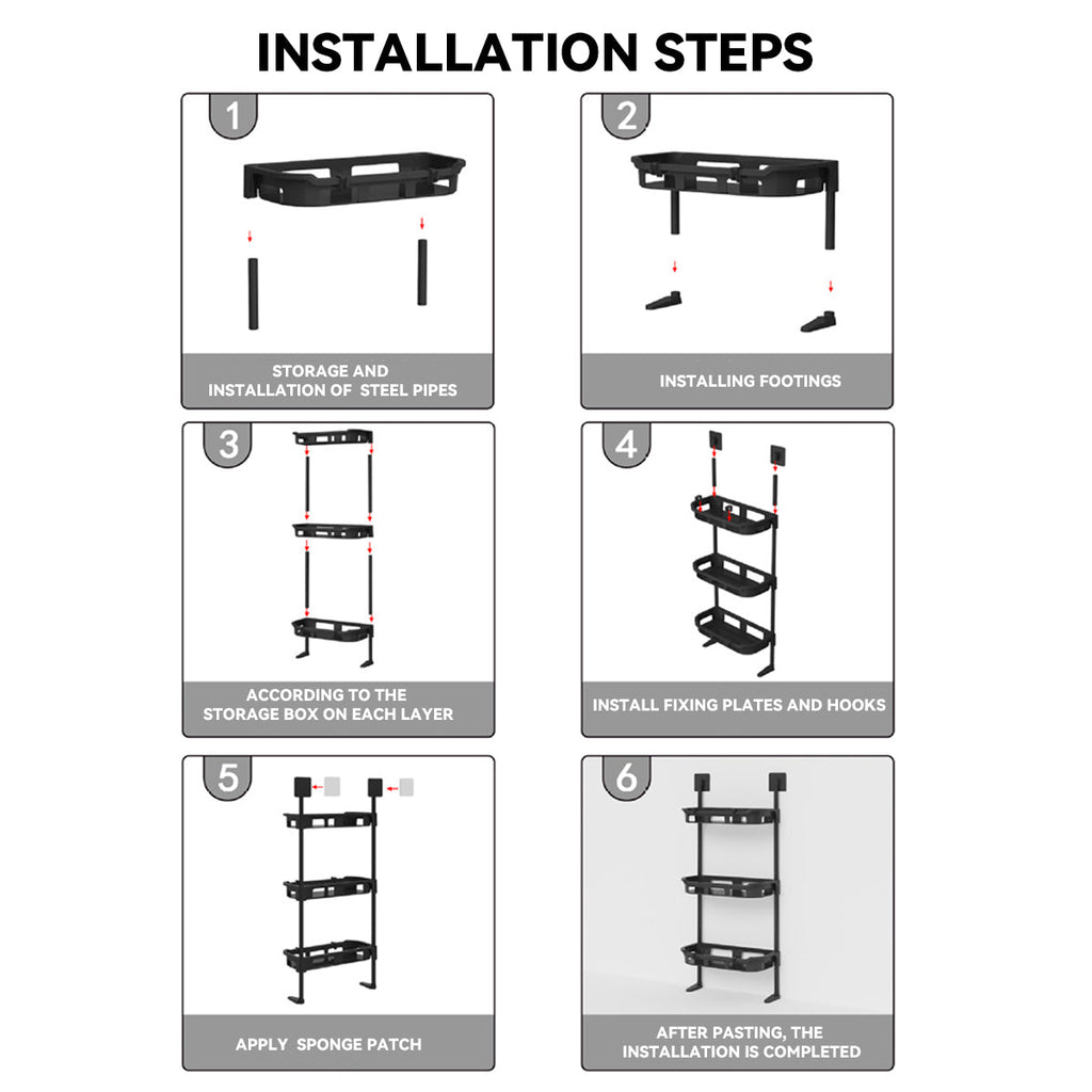 3 Tier Bathroom Wall Rack Two Colours Set | StorageOZ