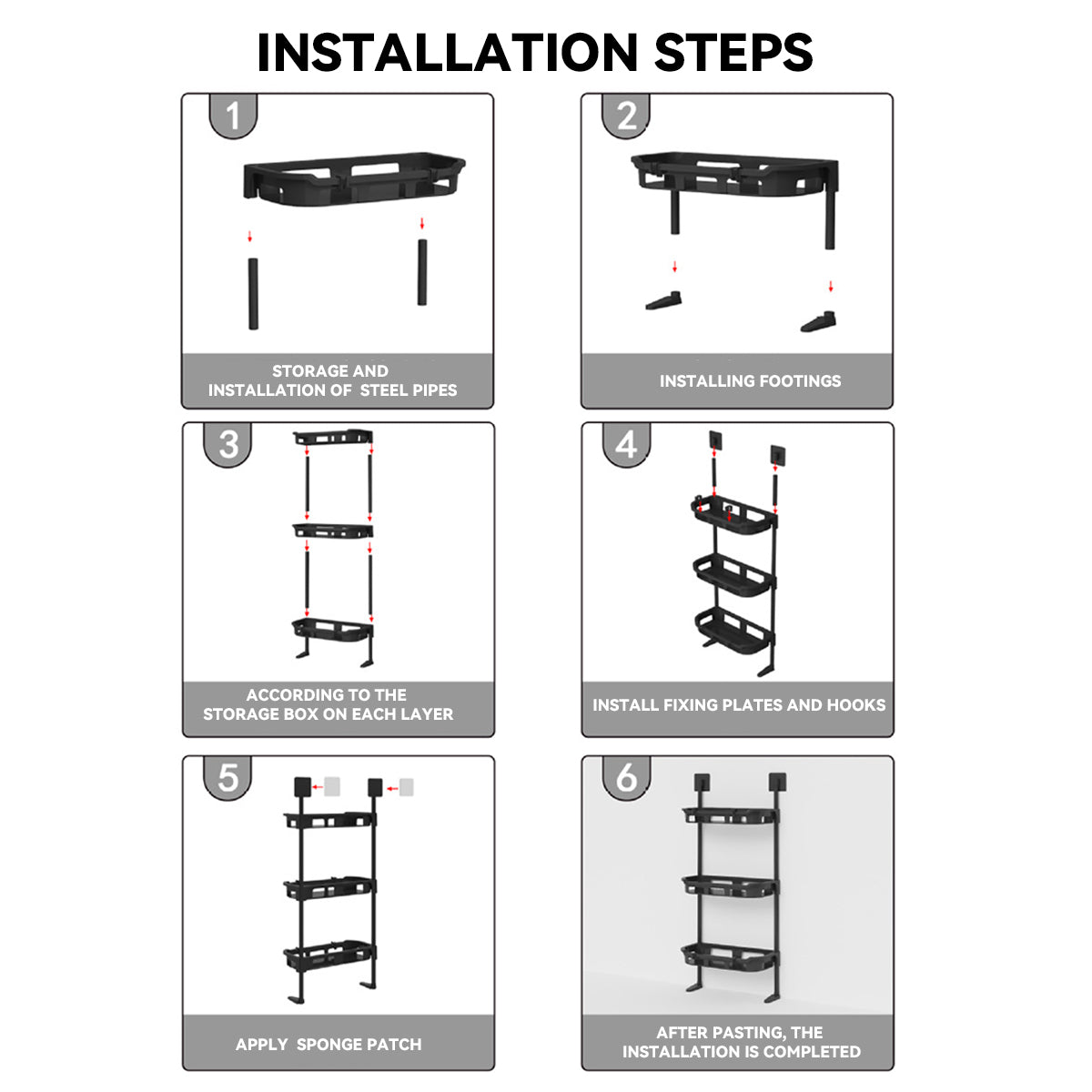3 Tier Bathroom Wall Rack Two Colours Set | StorageOZ