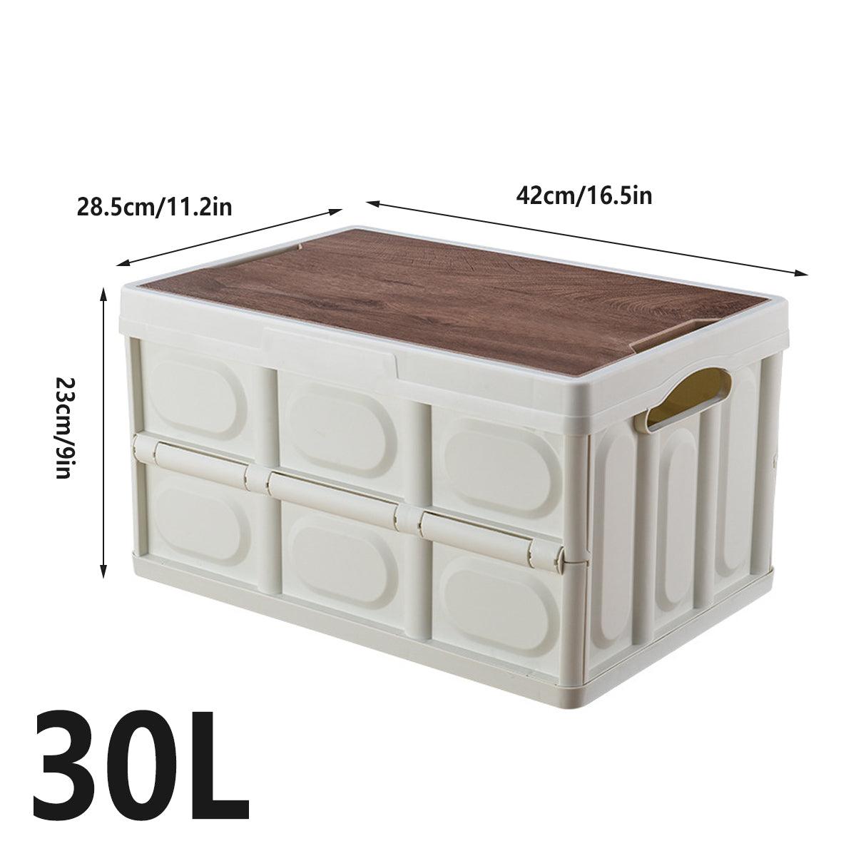 30L Folding Storage Box with Wooden Lid Set | StorageOZ