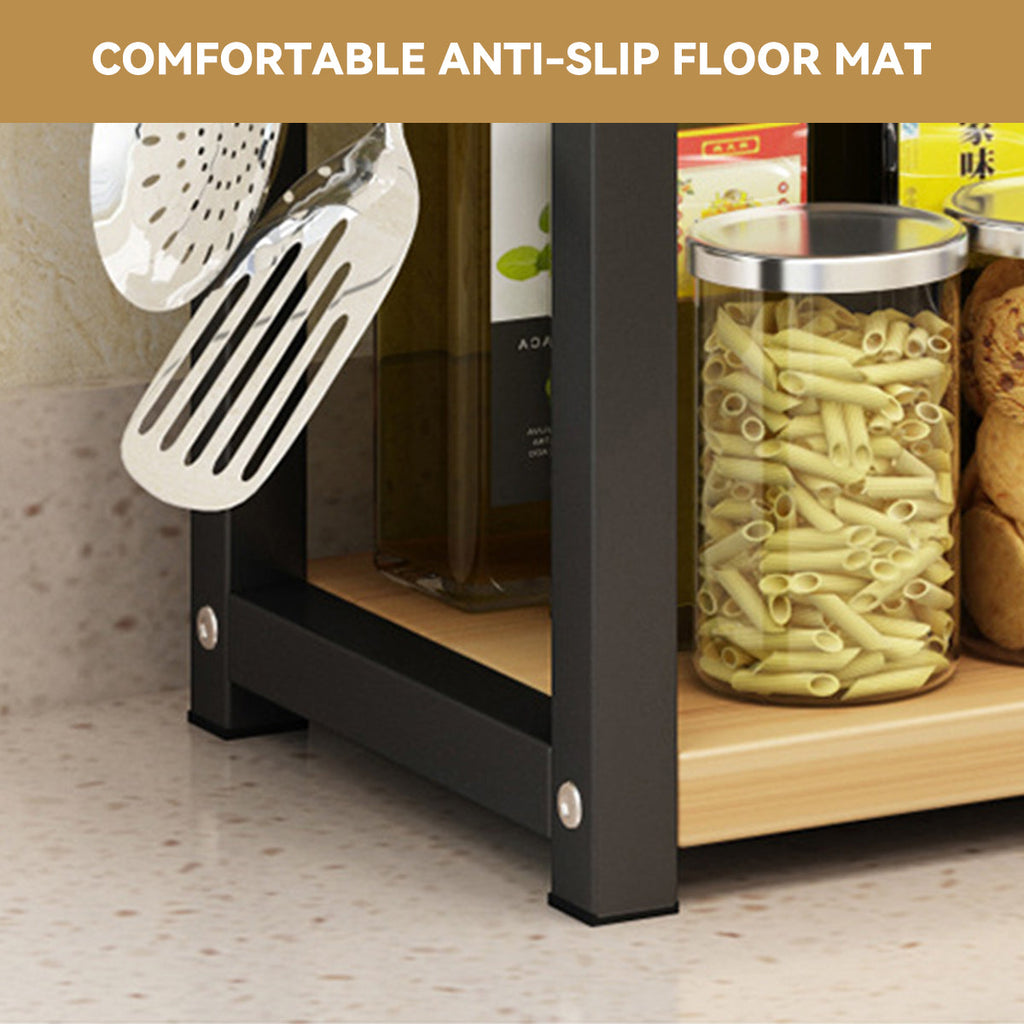 2 Tier Kitchen Storage Rack Floor Standing 50 x 42 x 14cm Spice Seasoning Shelf
