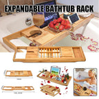 Extendable Bamboo Bathtub Caddy Tray Rack | StorageOZ