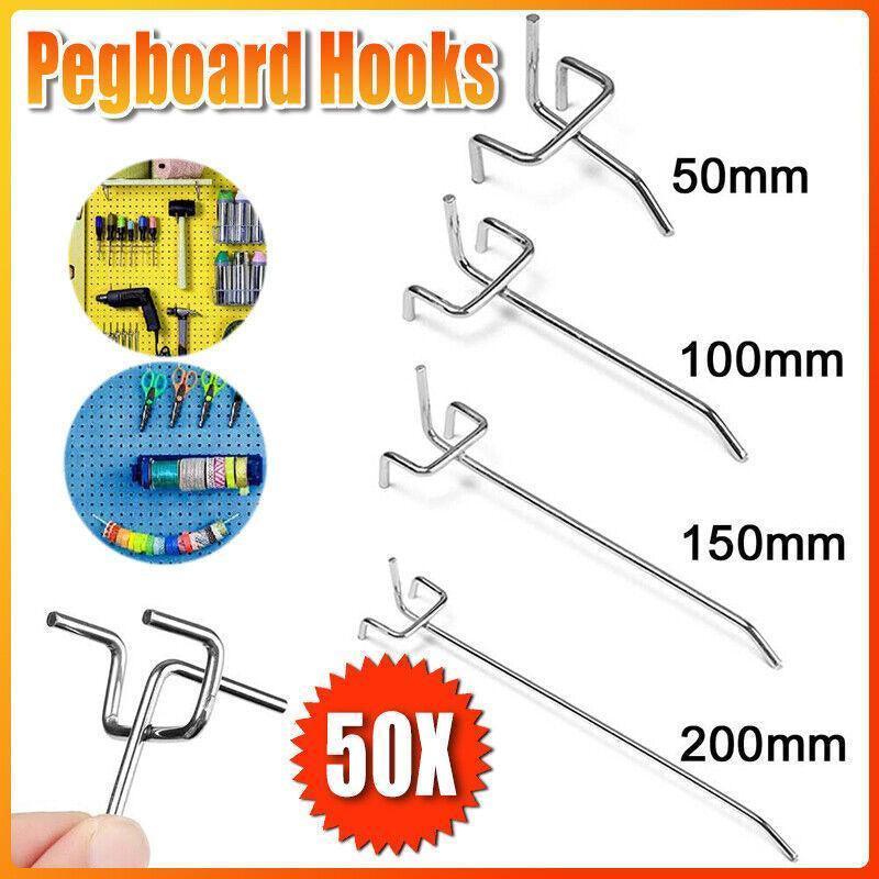 50 Pcs Steel Pegboard Hooks Four Lengths | StorageOZ