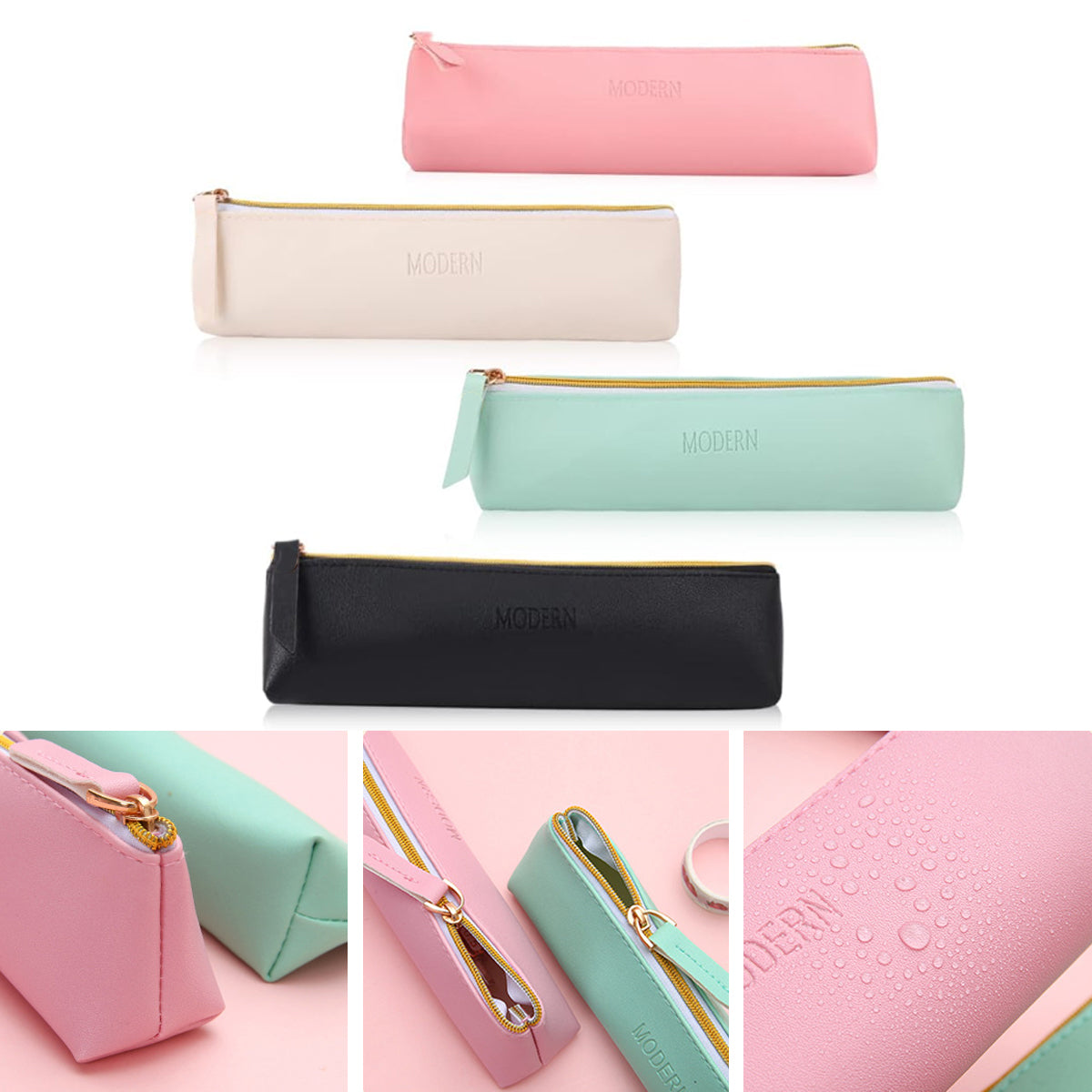 4 Pcs PU Pencil Cases Desk Organiser Set | StorageOZ