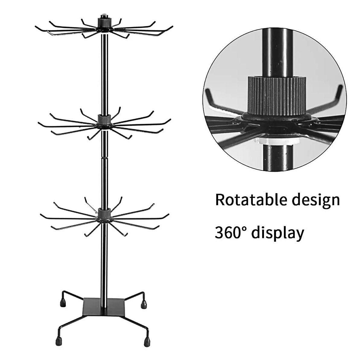 3-Tier Rotating Sock Rack Accessories Hanging Display Stand Organizer for Storage