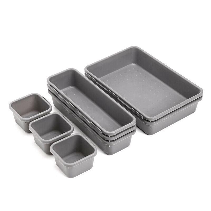 8 Pcs Drawer Desk Storage Trays Two Greys | StorageOZ