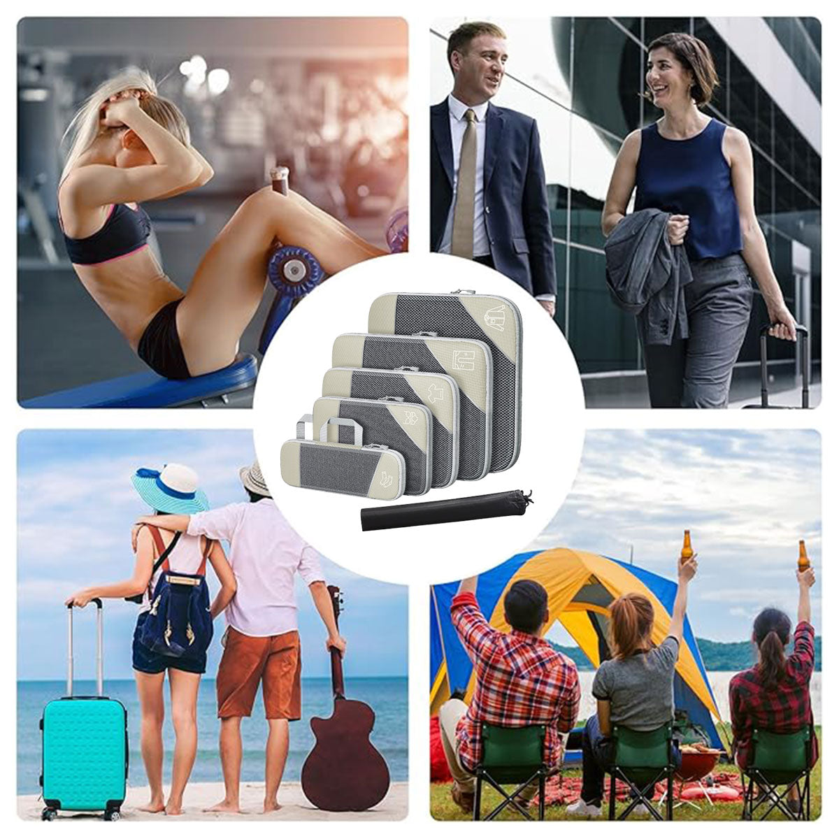 6 Pcs Compression Packing Cubes Three Colours | StorageOZ