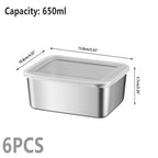 6 Pcs 650ml Stainless Food Storage Boxes | StorageOZ